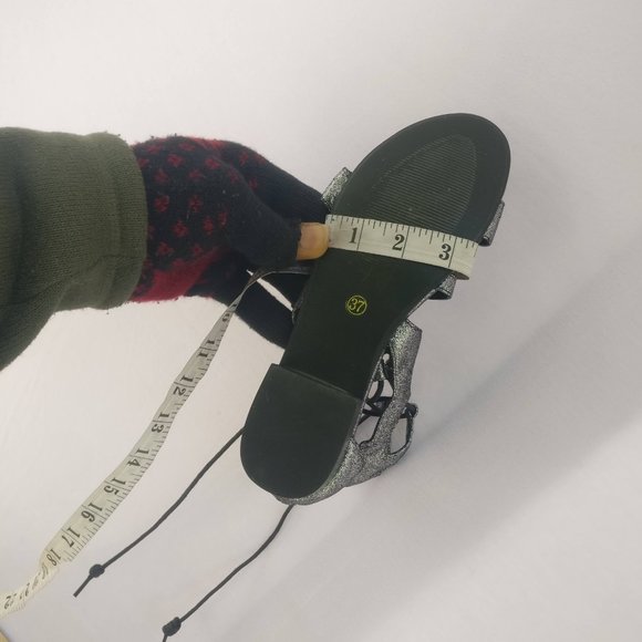 Leathersandal Free People Crinkled Leather padded Gladiator wrap Sandal 37/6us - Picture 8 of 9